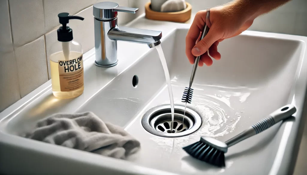 how to clean the overflow hole in bathroom sink