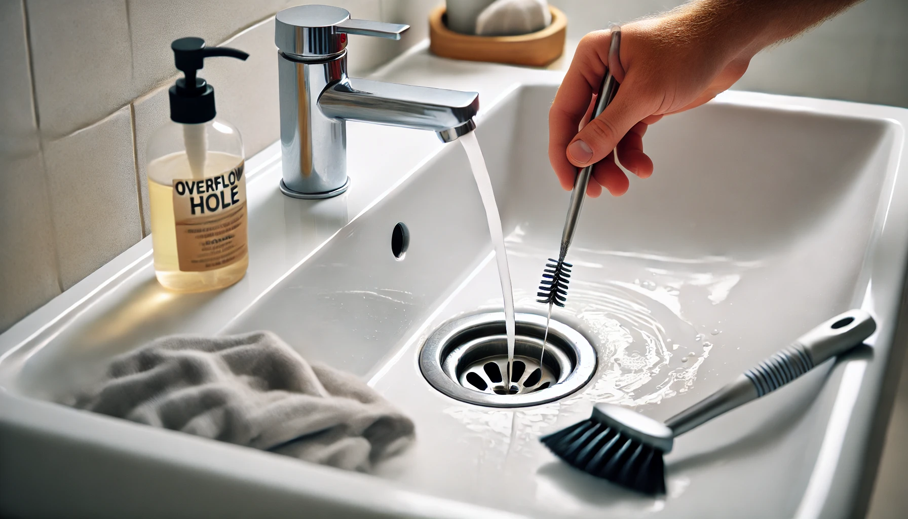 how to clean the overflow hole in bathroom sink