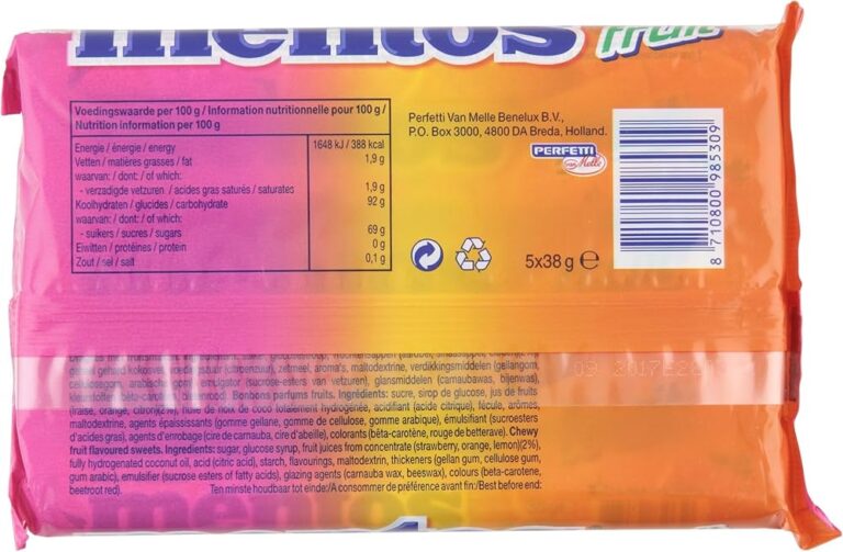 How many calories and nutrients are in Fruit Mentos