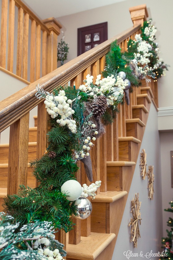 How to Hang Garland from a Staircase